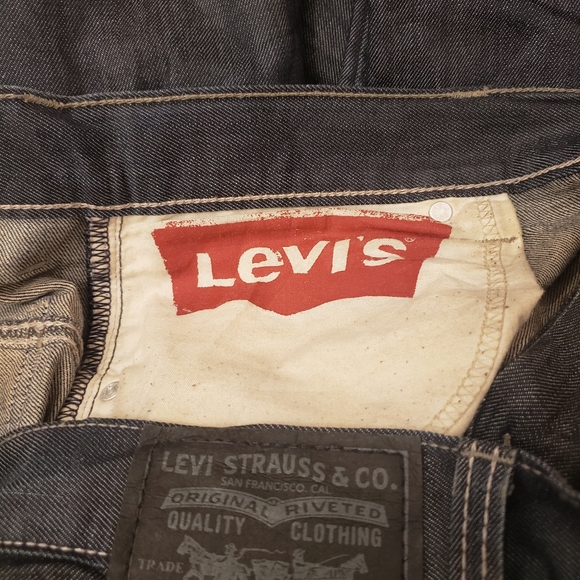 Levis 514 Jeans Mens 34x34 Denim Zipper Pockets Red Tag Slim Straight Dark Wash - Picture 8 of 9